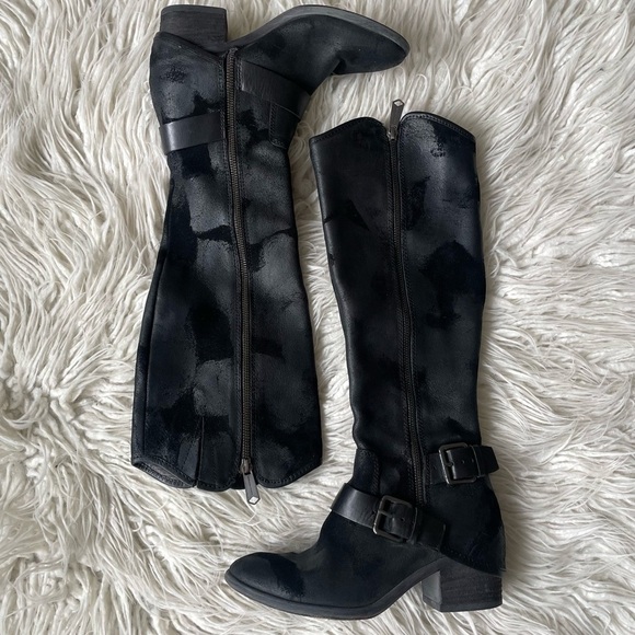 Donald J Pilner Dela Black Vintage Suede Leather Buckle Riding Boots EUC Size 5 - Picture 2 of 11